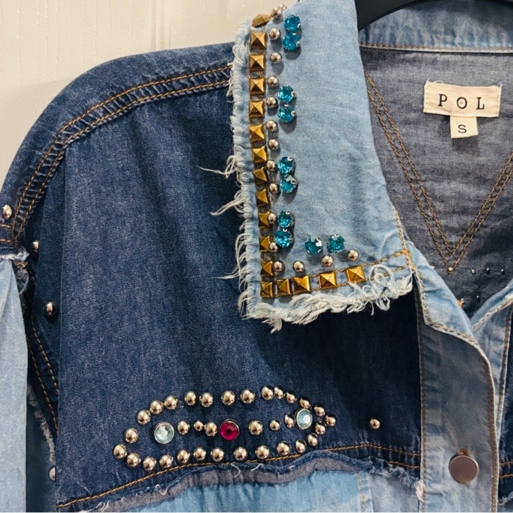 POL Embellished Denim Jacket  SMALL - Picture 3 of 6